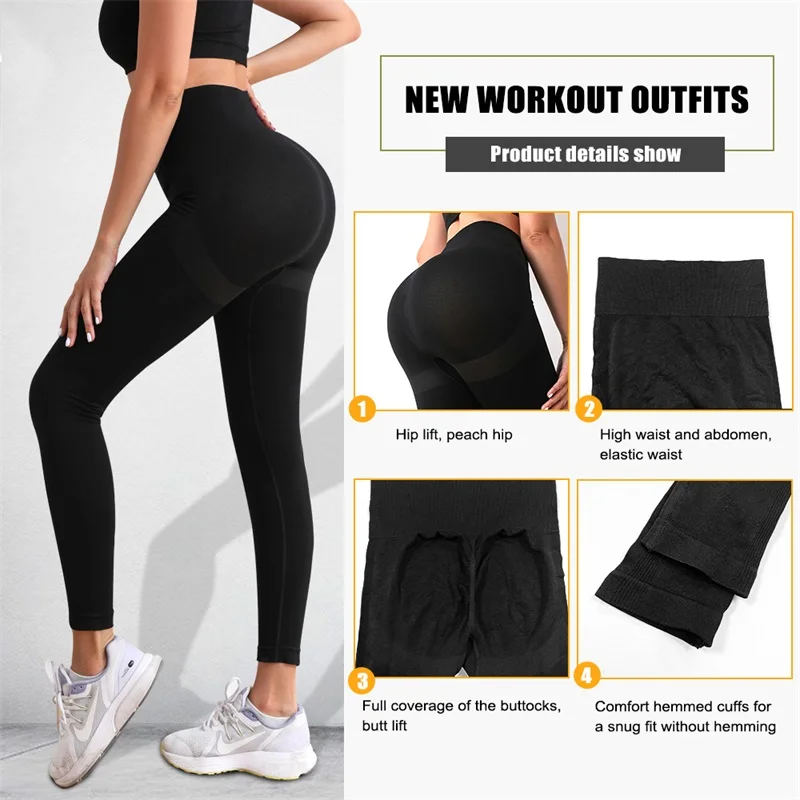 Wholesale Scrunch Women Push Up Sports Pant Workout Seamless Butt Lift Tight Trouser Fitness Gym High Waist Yoga Leggings Set