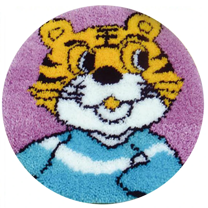 
DIY Latch Hook Rug Kits Unfinished Crocheting Tapestry Yarn Needlework Cushion Set for Embroidery Carpet tiger with Mat 