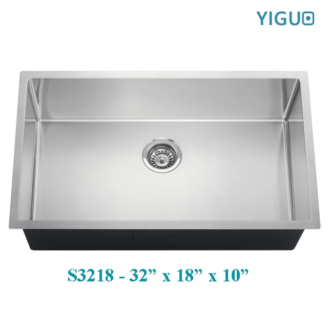 Customizable No faucet Brushed OEM Square undermount installation type 304 stainless steel handmade kitchen sink 2318