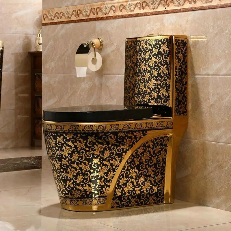 One piece sanitary ware golden color toilet gold wc toilet bowl
