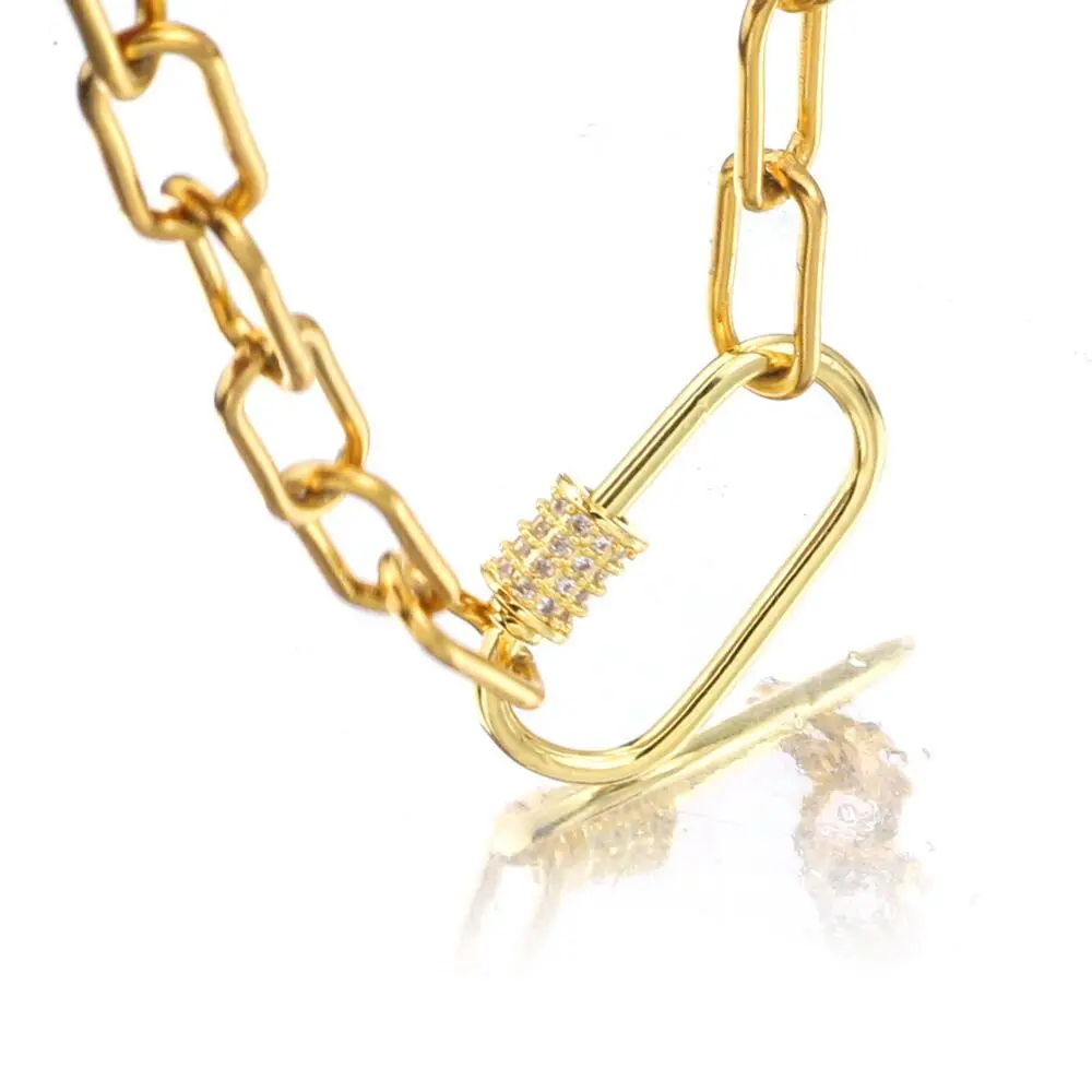 Stainless Steel Screw Carabiner Lock Charms Oval Heart Shape Pendant Clasp For Bracelet Necklace Connector Paperclip Pendant