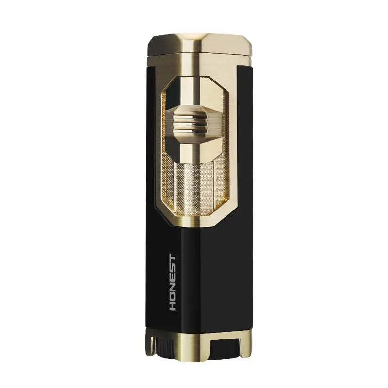 2024 latest big gas capacity custom logos zinc alloy powerful heat resisting torch lighter for cigar