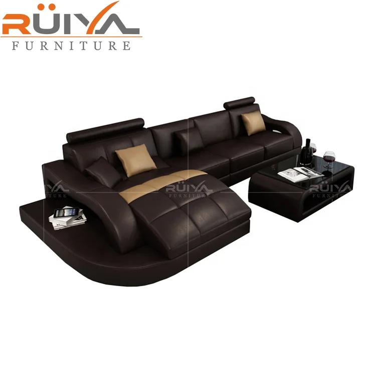 RUIYA furniture modern design leather sofa set furniture living room L shape sofa modern