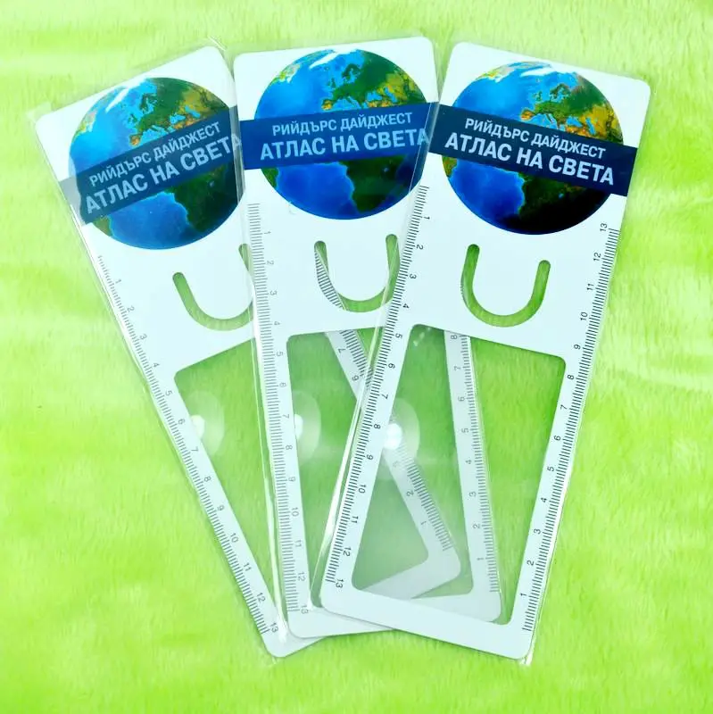 Hot sell custom ruler magnifying glass bookmark magnifier