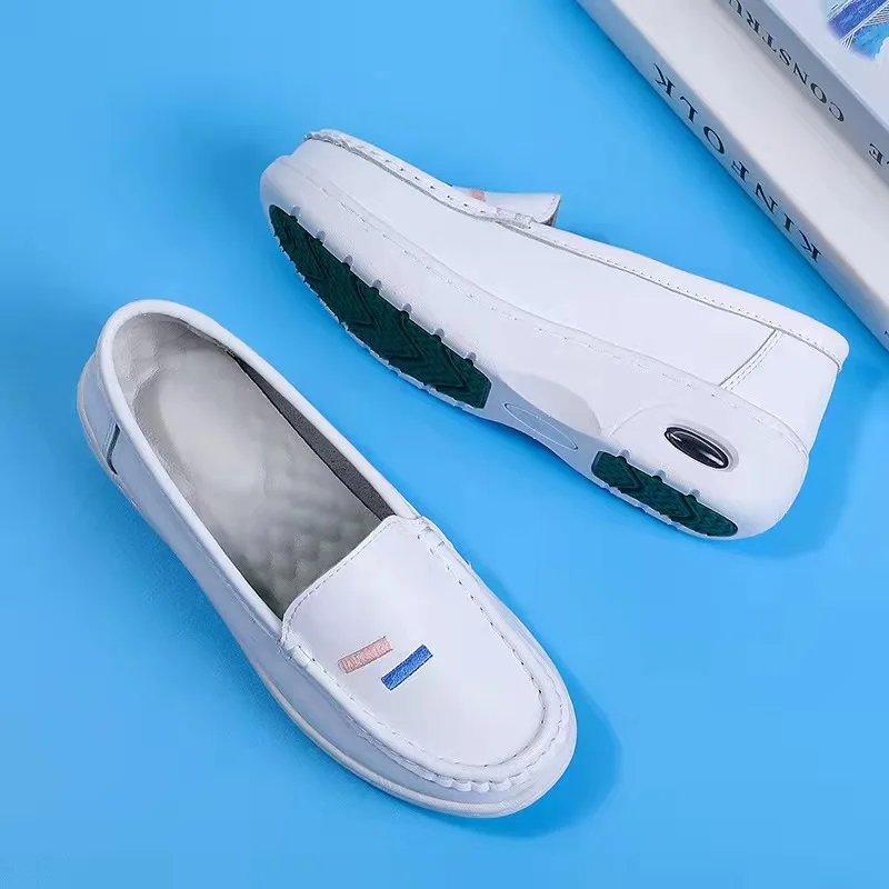 Nursing Shoes Hospital  For Women White Shoes With Wedge Heels Comfort Breathable Soft Bottom Flat Anti-slip Safety Work Shoes