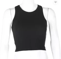 High Quality Cotton Crop Tops for Women Sleeveless Crew Neck Vest Ladies Summer Knit Ribbed Crop Tank Tops