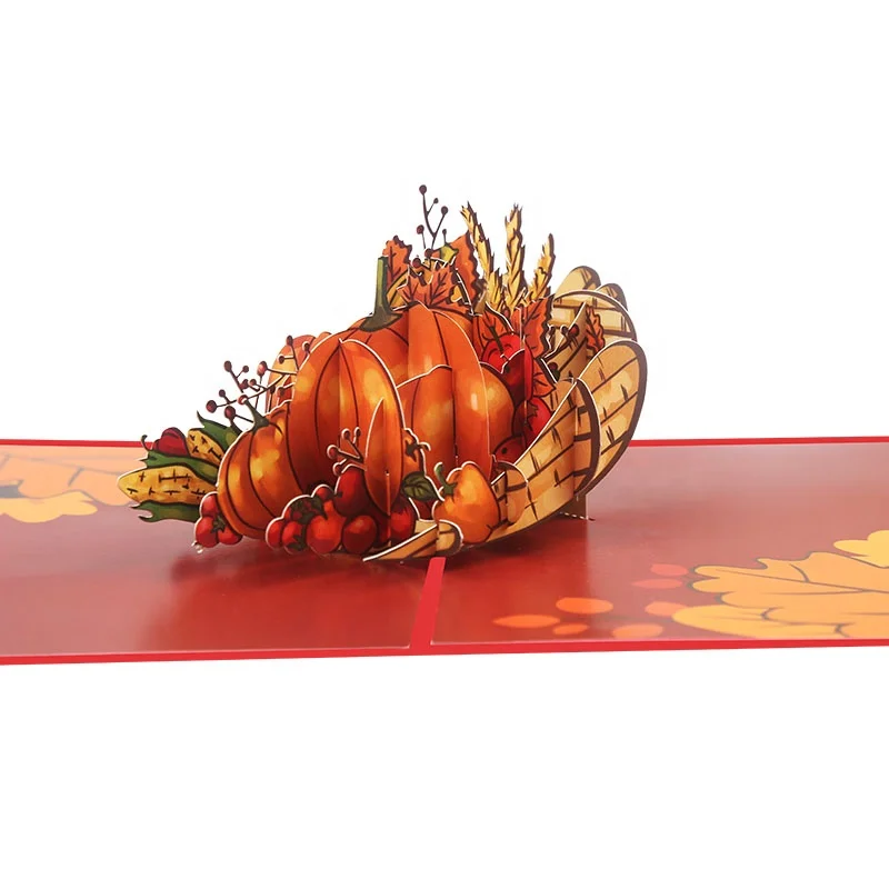 3D  Pop Up Greeting Card Harvest Party Decor Thanksgiving Day Decoration Birthday Greeting Card with Envelope