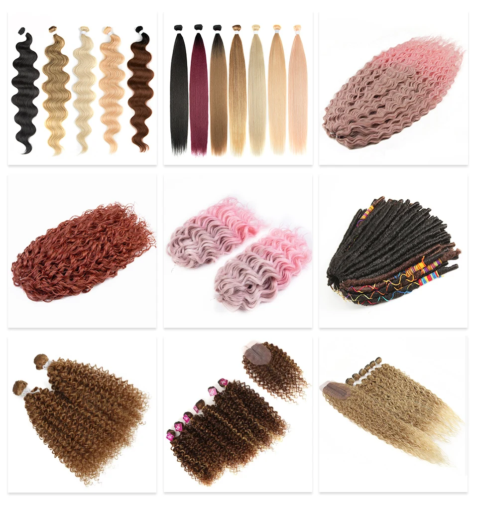 High Quality Premium Fiber Water Wave Ombre Blonde Bundles Rattan Weaving Material Wholesale Pictures Synthetic Weave Hair Packs