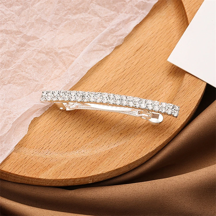 Hand made hair accessories bling crystal rhinestone barrette silver hair clip for women