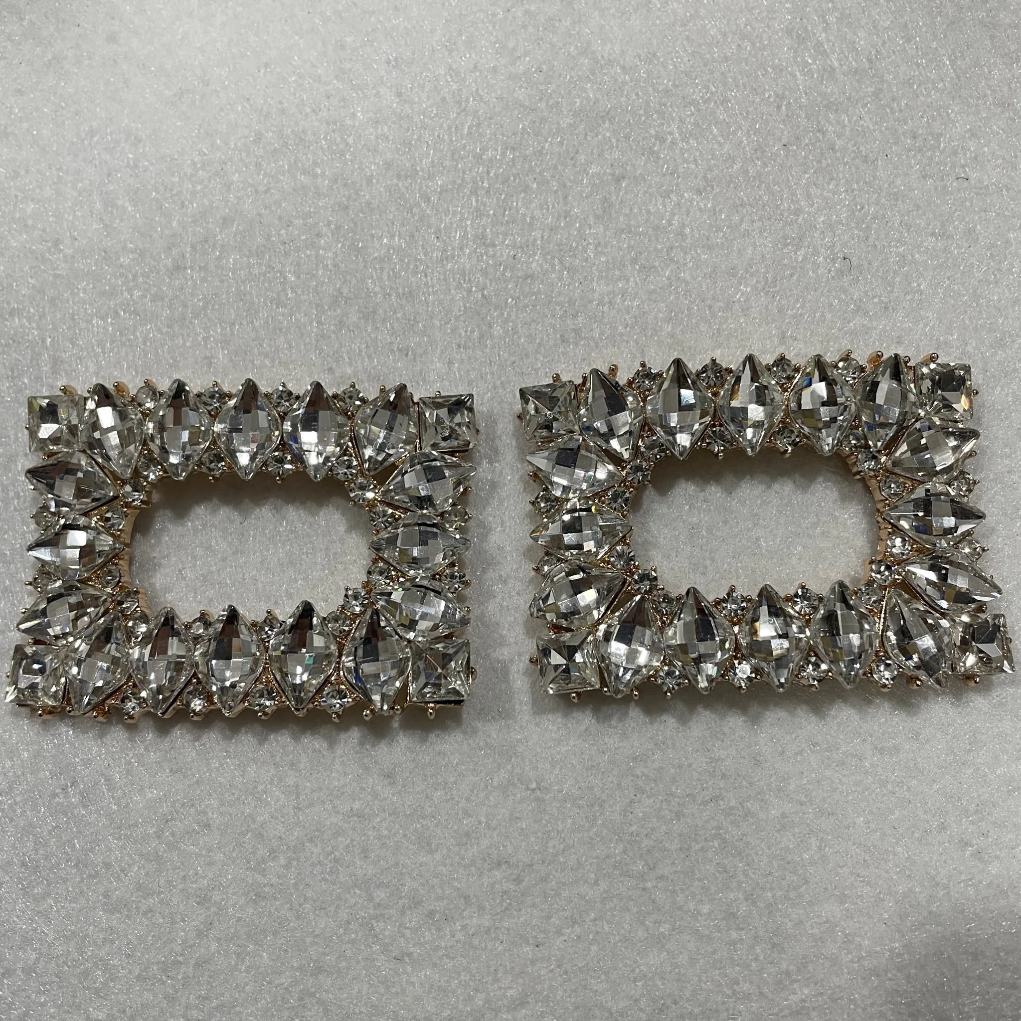 Fashionable Factory Rectangle Glass Rhinestone Shoes Buckle for Wedding Shoes
