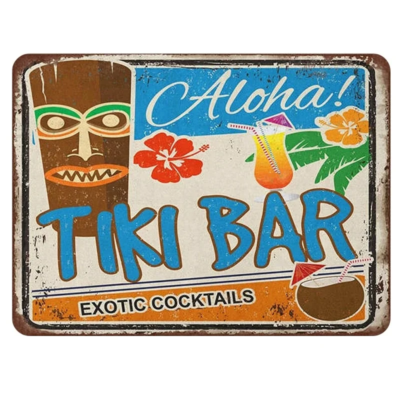 Wholesale Custom Tin Signs Tiki Bar Metal Vintage Plates Wall Posters for Bar Pub Decoration
