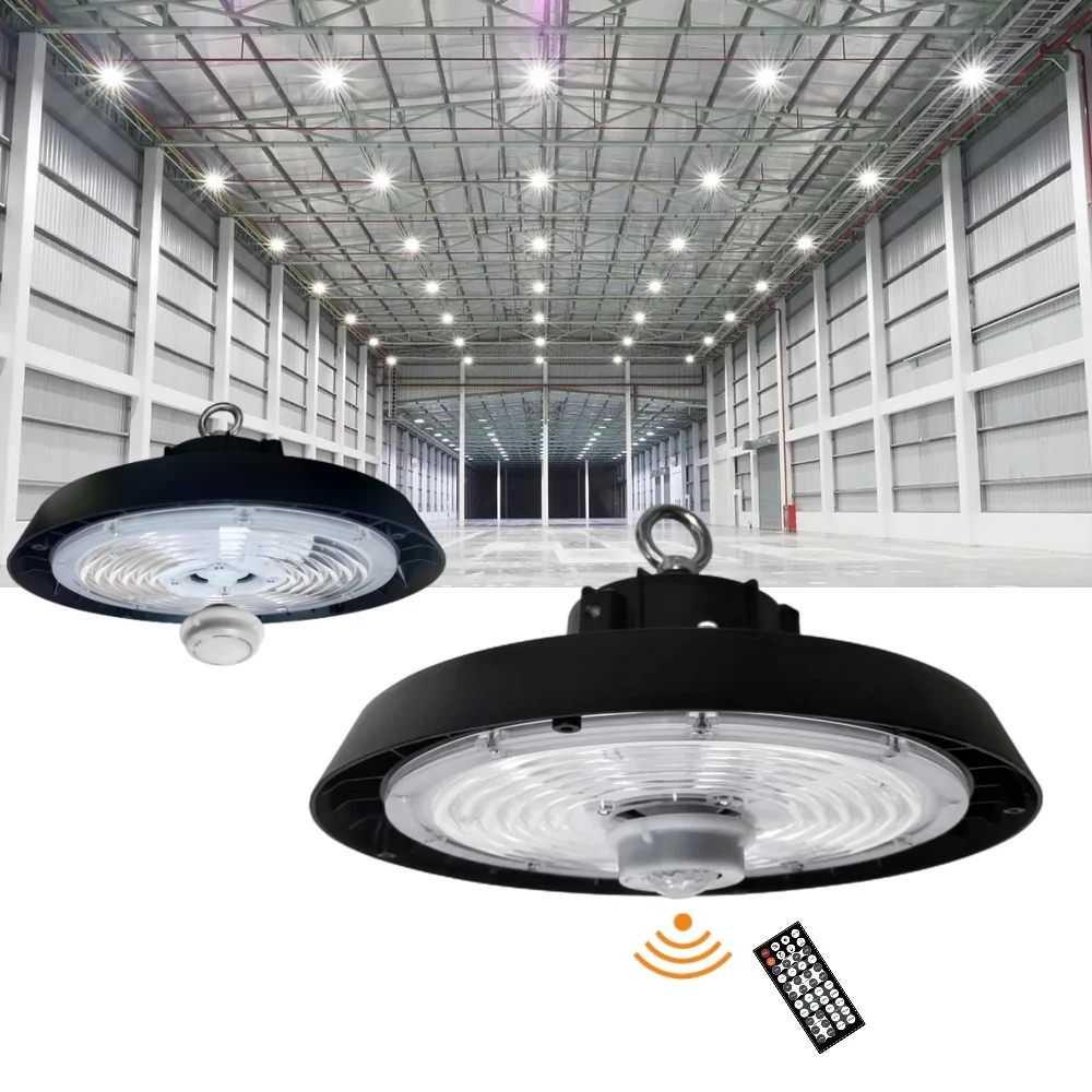 IP65 High Lumens 150lm/W Warehouse LED Light 100W 150W 200W UFO LED High Bay Light with Motion Sensor Easy Change