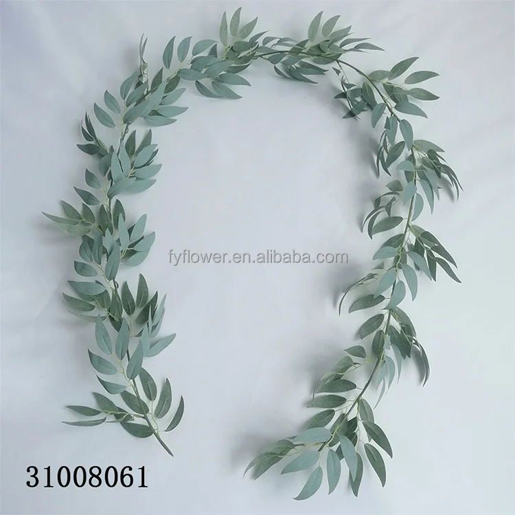 beautiful 6 foot  336pcs green leaf artificial garland willow leaves vine for wedding arch decor home mantle decoration