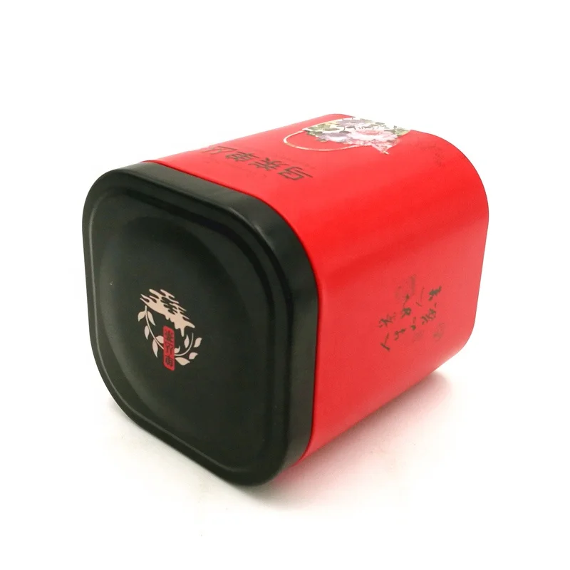 Big chamfer Chinese style square tea container tin