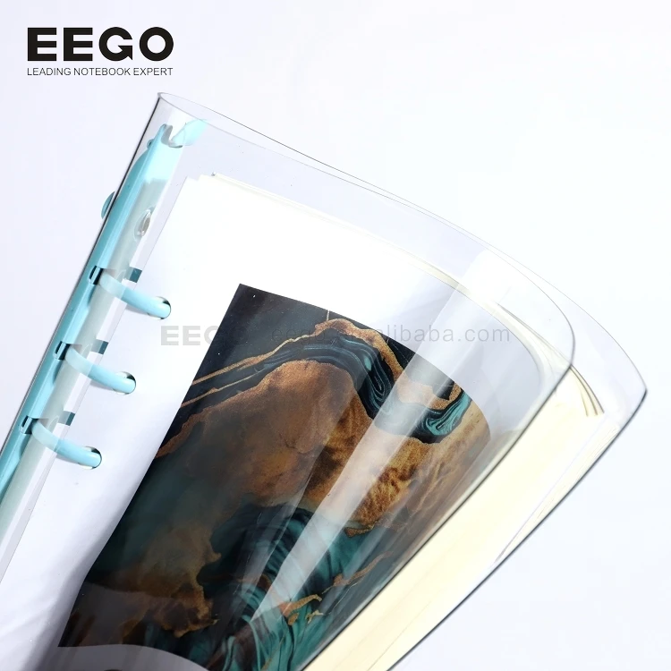 New White Clear Pvc Soft Cover Customised Wholesale Refillable Loose Leaf Journal 6 Ring Binder Gold A5 Notebook With Divider
