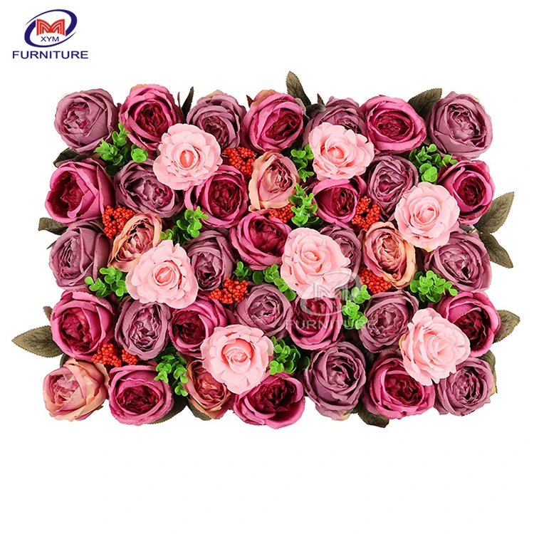 Party row arrangement backdrop wedding artificial flower panels decorative rose artificial flower wall
