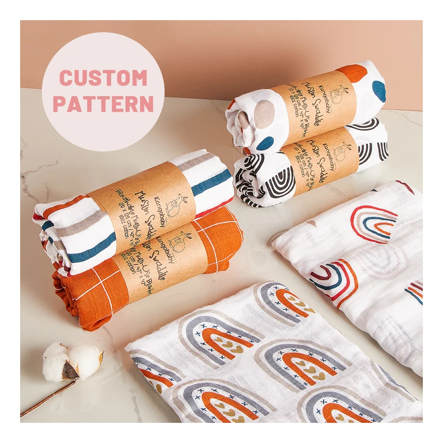 Custom pattern Cartoon wholesale double layer muslin swaddle super soft cute quilt babi baby blanket cotton for newborns baby