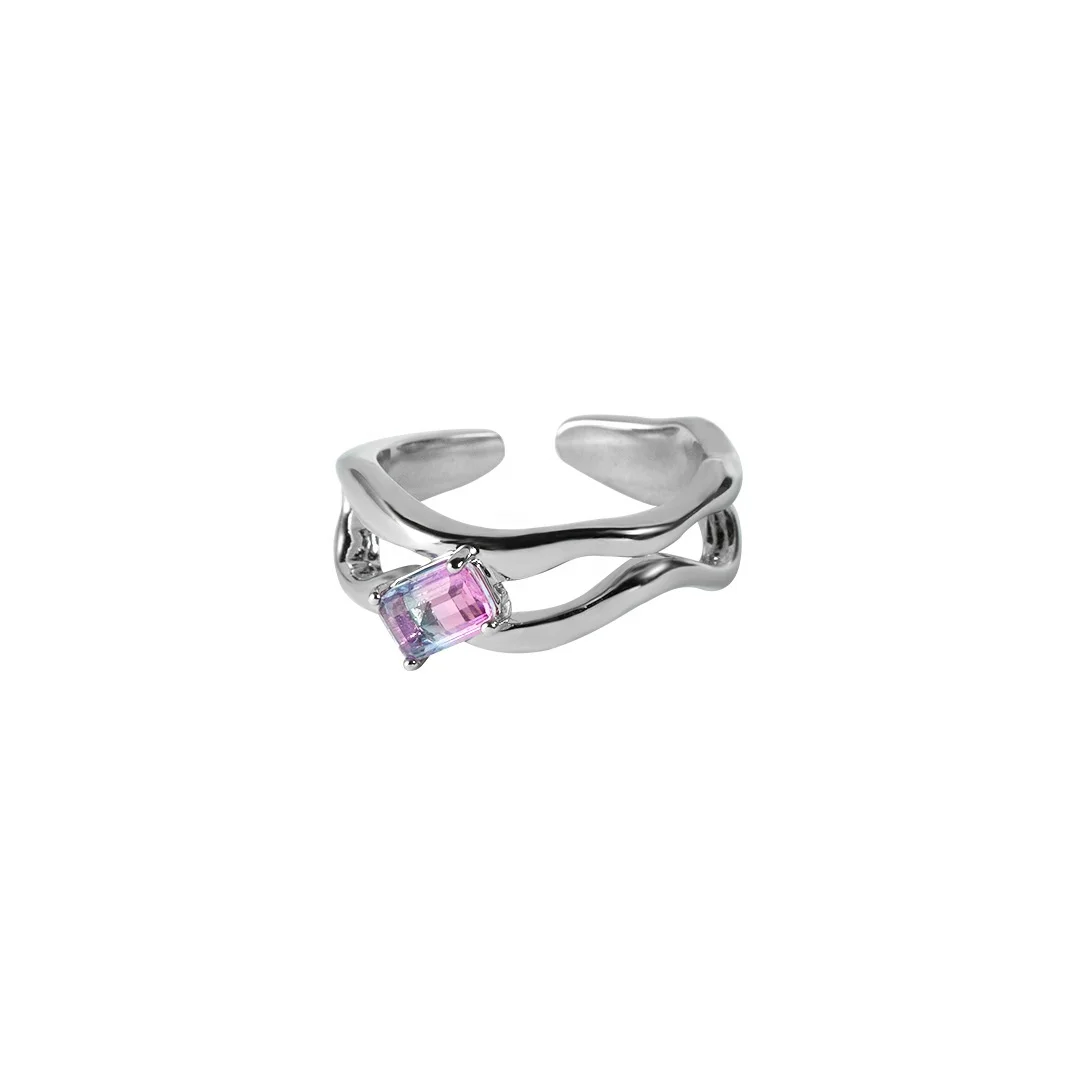 Jewelry Infinity Girl Pink Rainbow Crystal Square Cubic Zirconia Heart Love Cut Zircon Rings Jewelry Gift