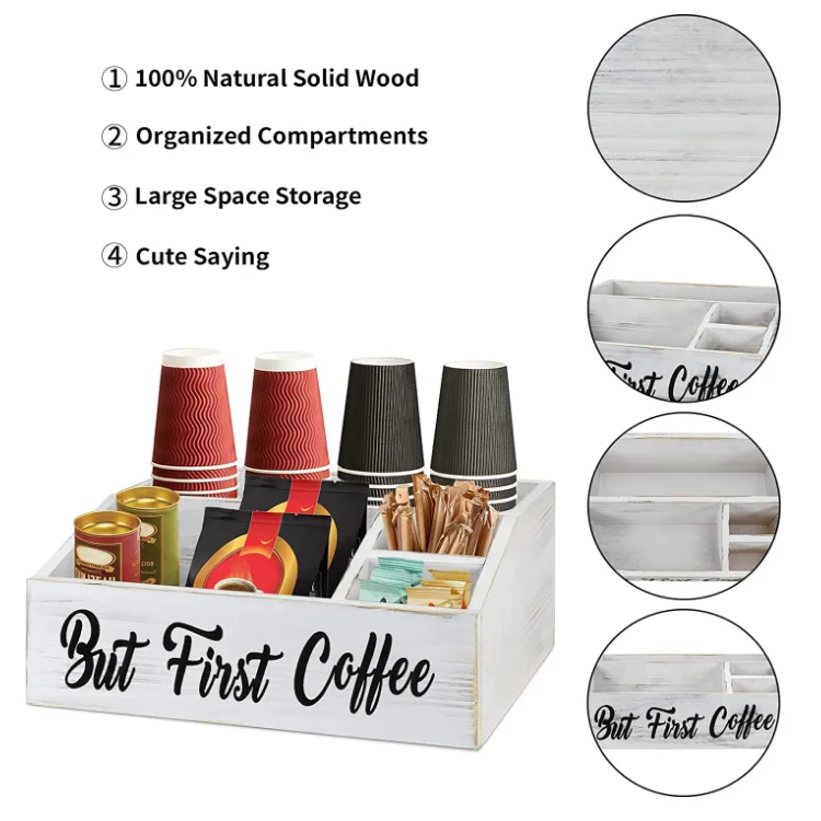 high quality wooden coffee station organizer coffee bar accessories organizer for counter