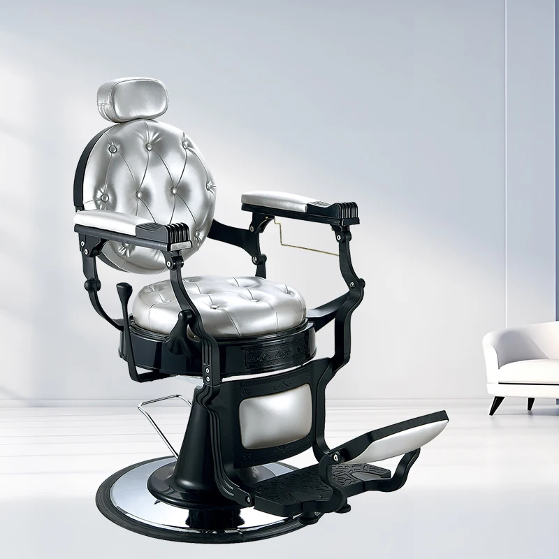 Factory Supply Wholesale ABS Dragon Claw Handrail Beauty Hairdressing Barber Hair Salon Furniture silvery Barber Chair