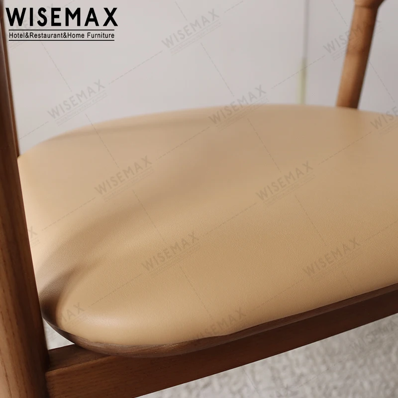 WISEMAX FURNITURE Hot sale antique solid wood chair fabric upholstered dining chair cafe restaurant use elegant wooden chair