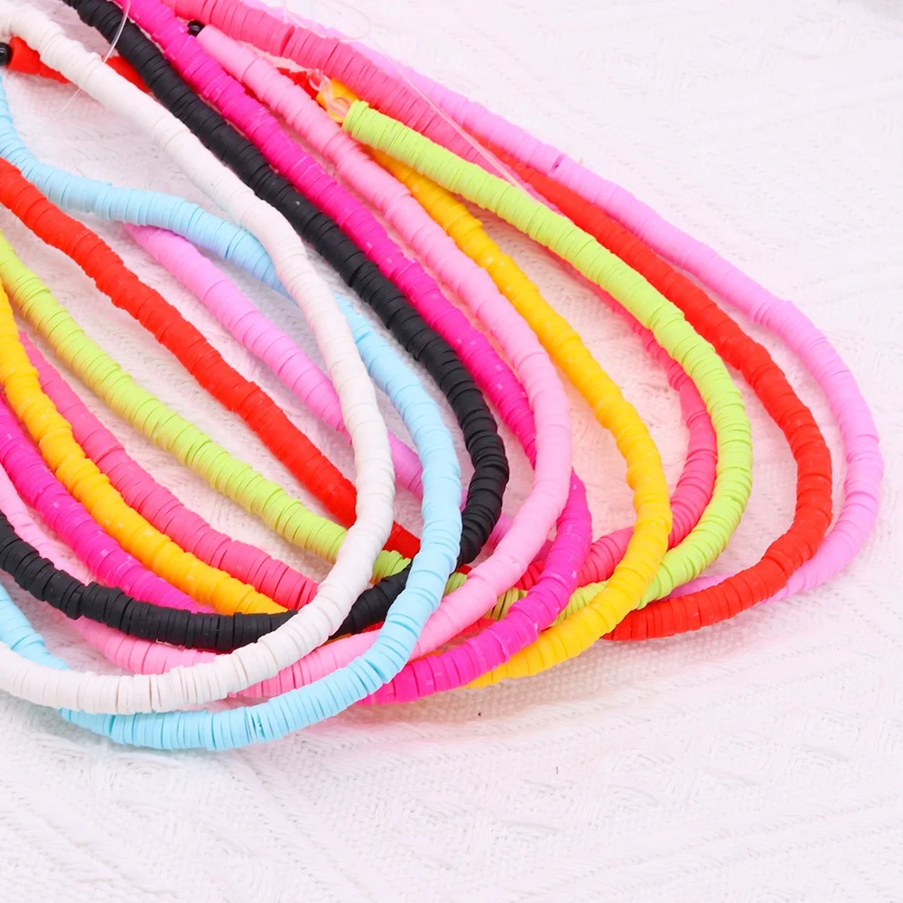 Оптовая продажа, 6 мм, чистые цвета, круглый плоский кусок, мягкая полимерная глина, бусины Heishi, глиняные бусины для изготовления ювелирных изделий