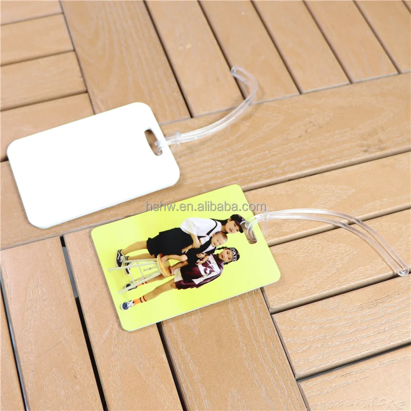 Free Sample Factory Printable Materials Customized Double Sided Glossy White Sublimation Blanks Plastic FRP Bag Tag