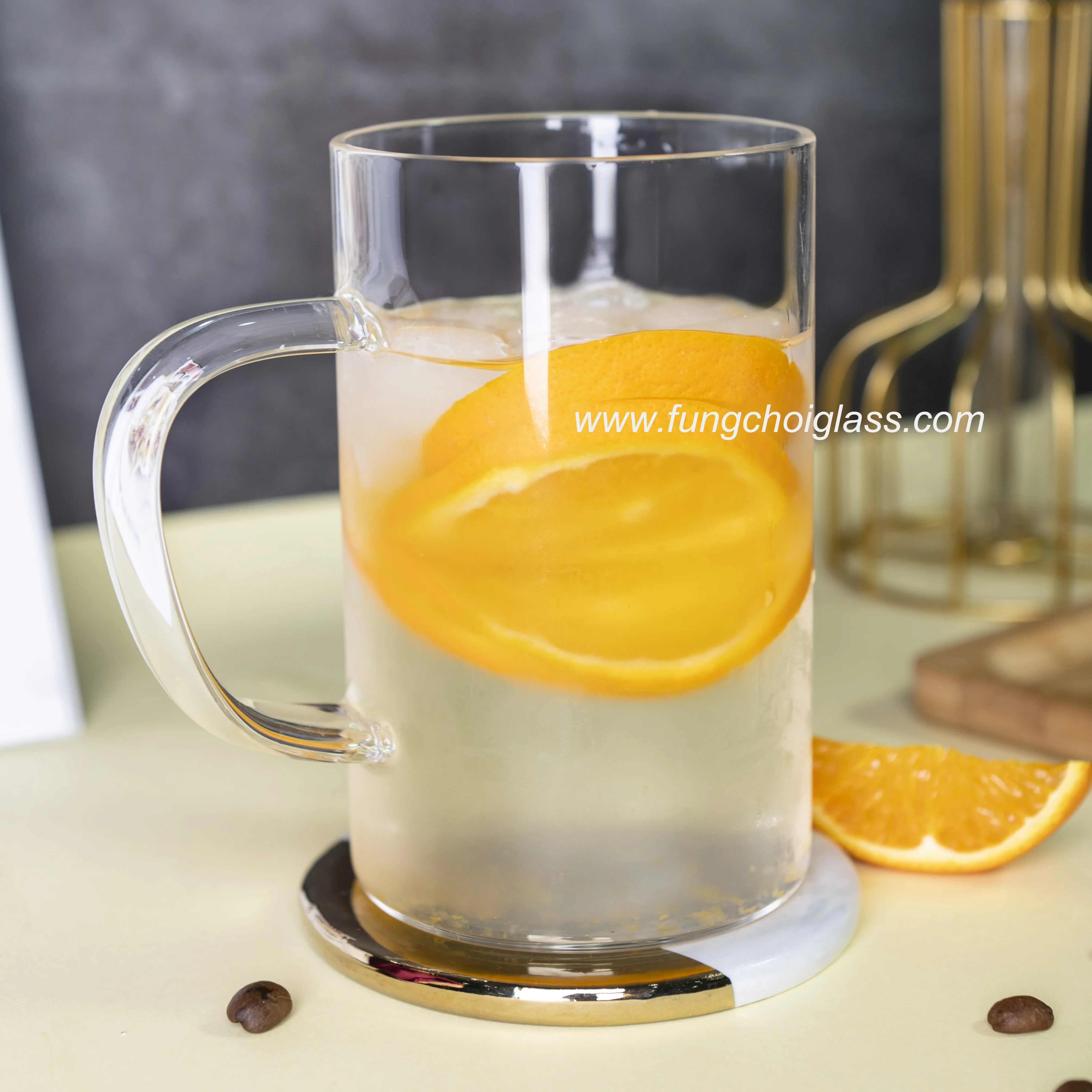 550ml Wholesale borosilicate heat cool safe custom logo made coffee water glass cup mug