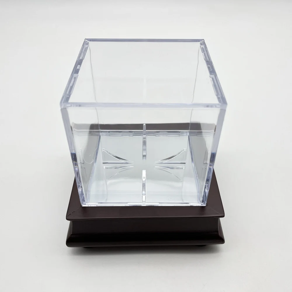 Customized Acrylic clear Counter top Baseball Cube Display box Case baseball holder