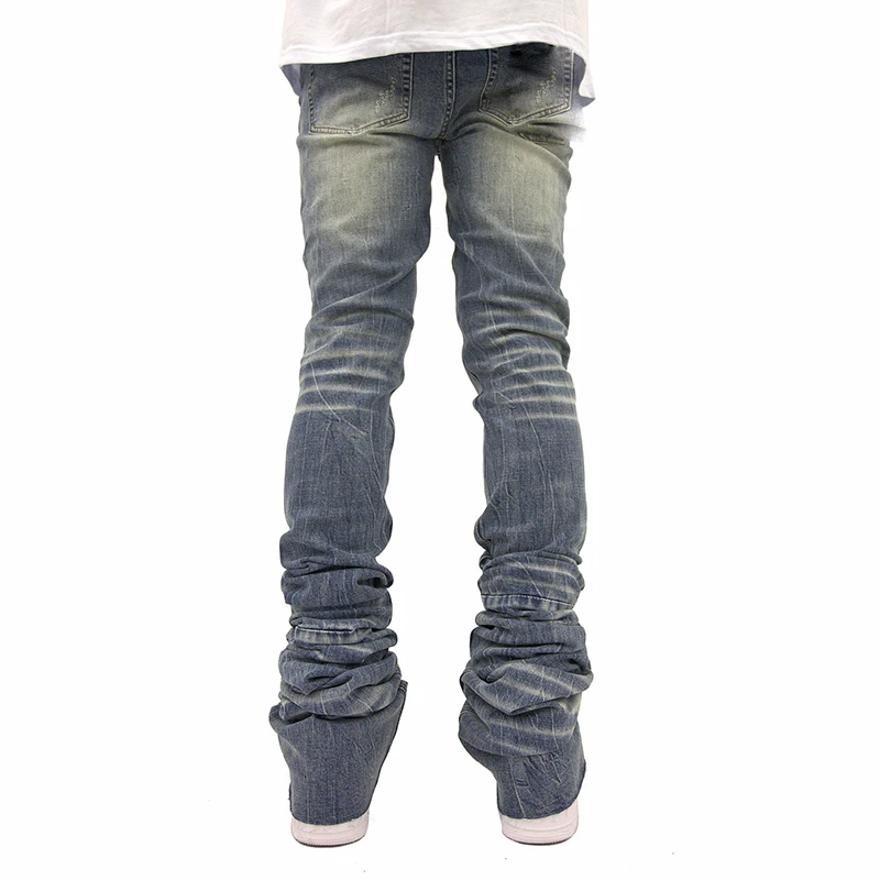 custom stacked jeans men trousers denim good quality  wholesale men stacked jeans
