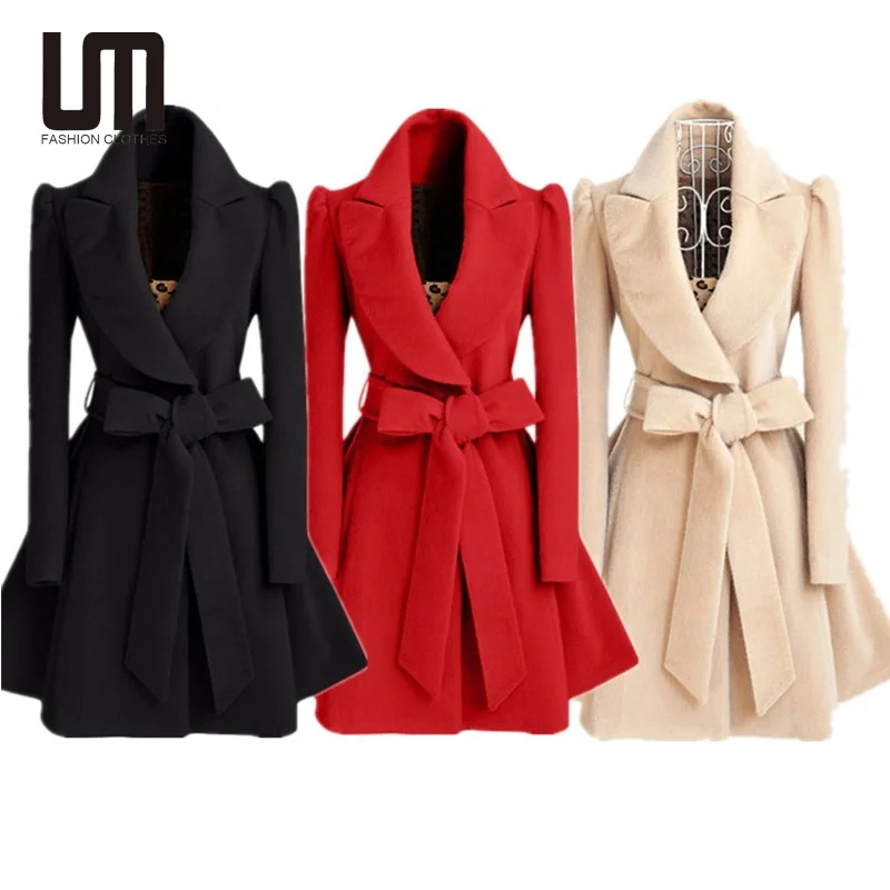 Liu Ming Winter Women Clothes Elegant Outerwear Woolen Jacket Long Coats