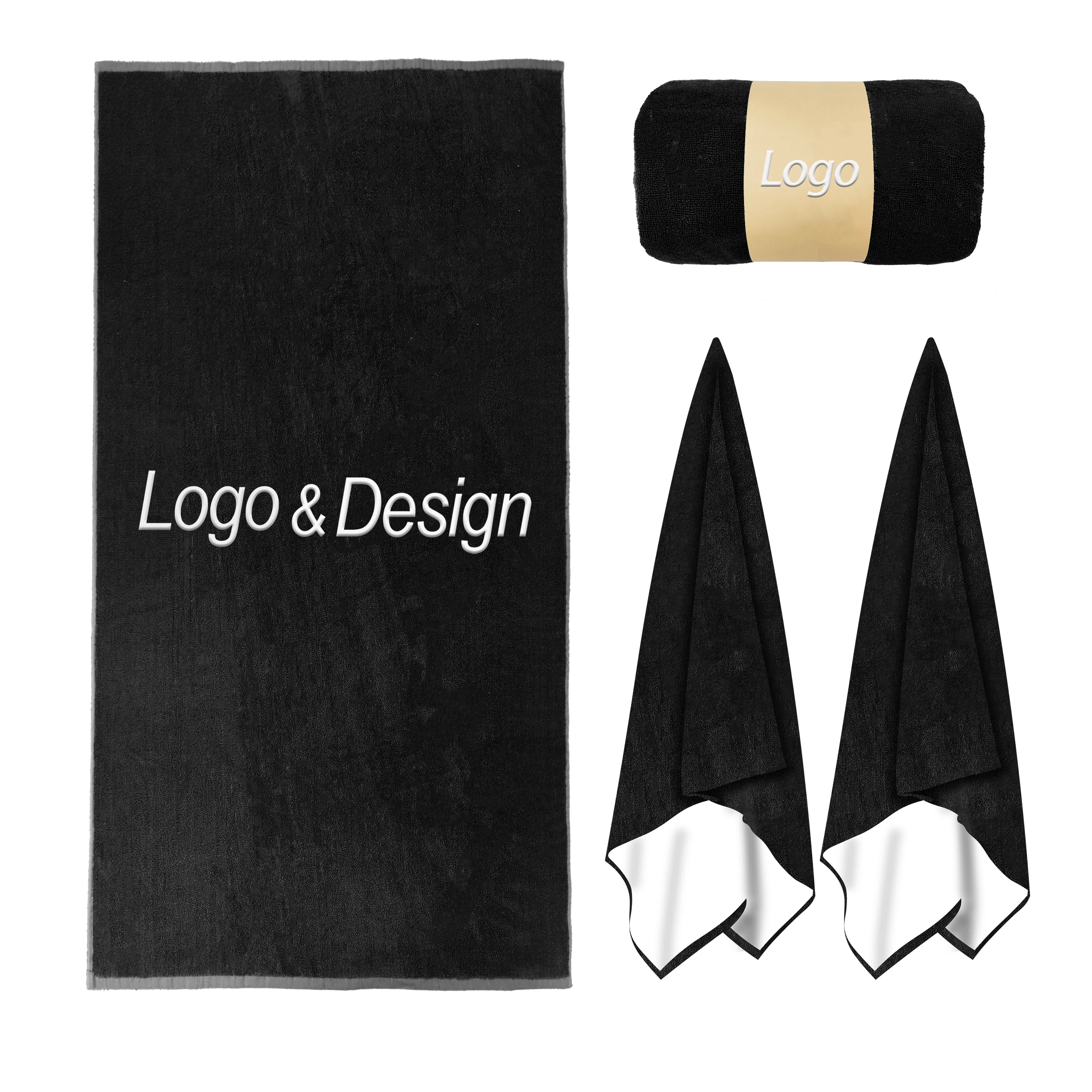 Wholesale custom cotton terry large beach towel high quality digital printed cotton beach pool towels