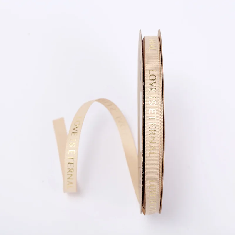 Custom Wholesale logo Luxury Printed Wedding Decoration Gold Silver Satin Ribbon