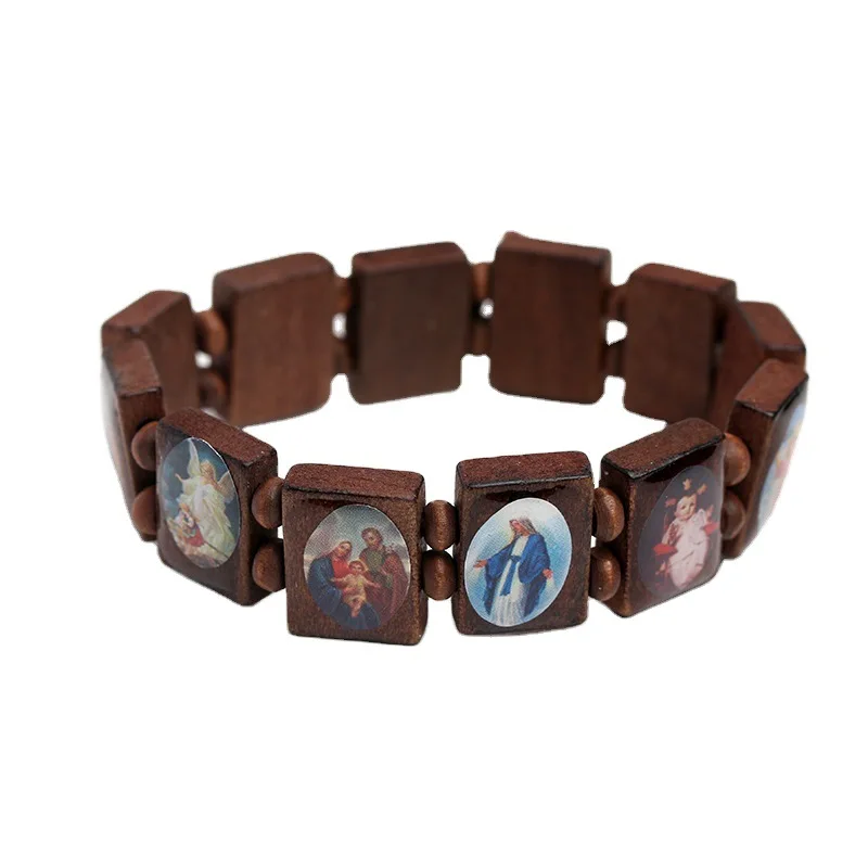Natural Wooden Bracelet Men And Women Religious Colorful Beads Manual Bracelet