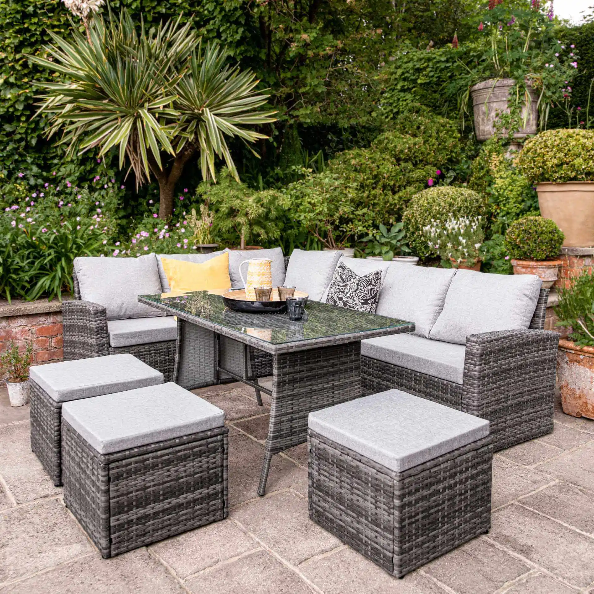New design outdoor sectional aluminum rattan lounge garden sofa set furniture