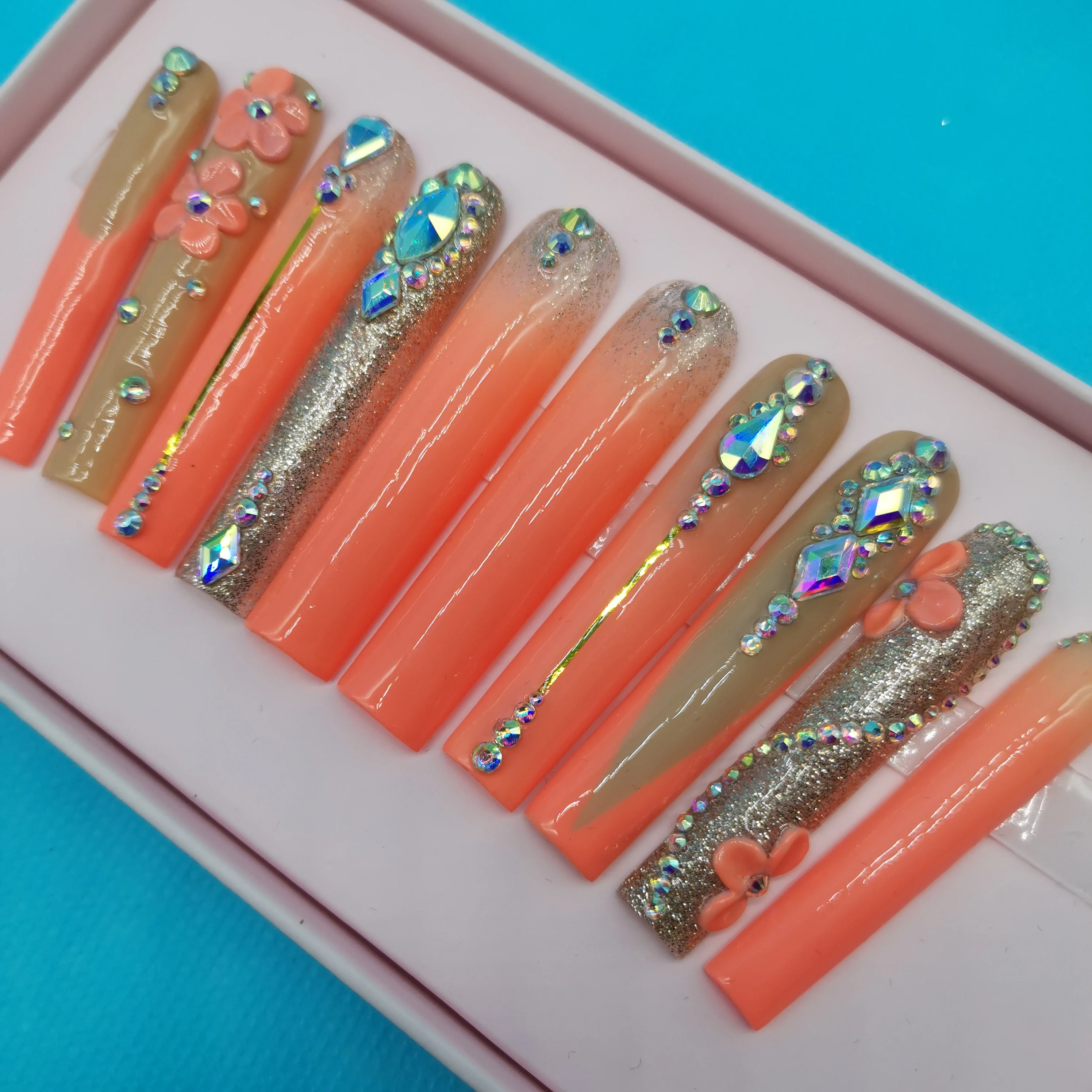 custom design and package press on nails private label artificial fingernails acrylic handmade premium quality false nails