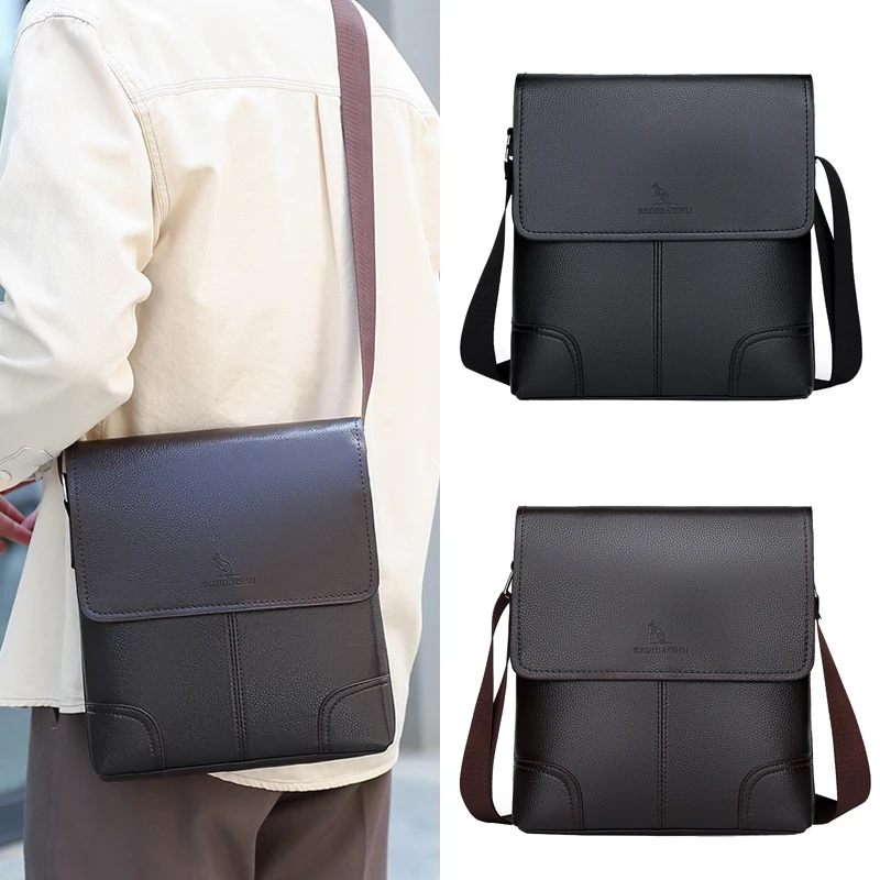 Factory Sales Cheap Custom Waterproof Soft PU Leather Square Men Briefcase Shoulder Crossbody Messenger Bag