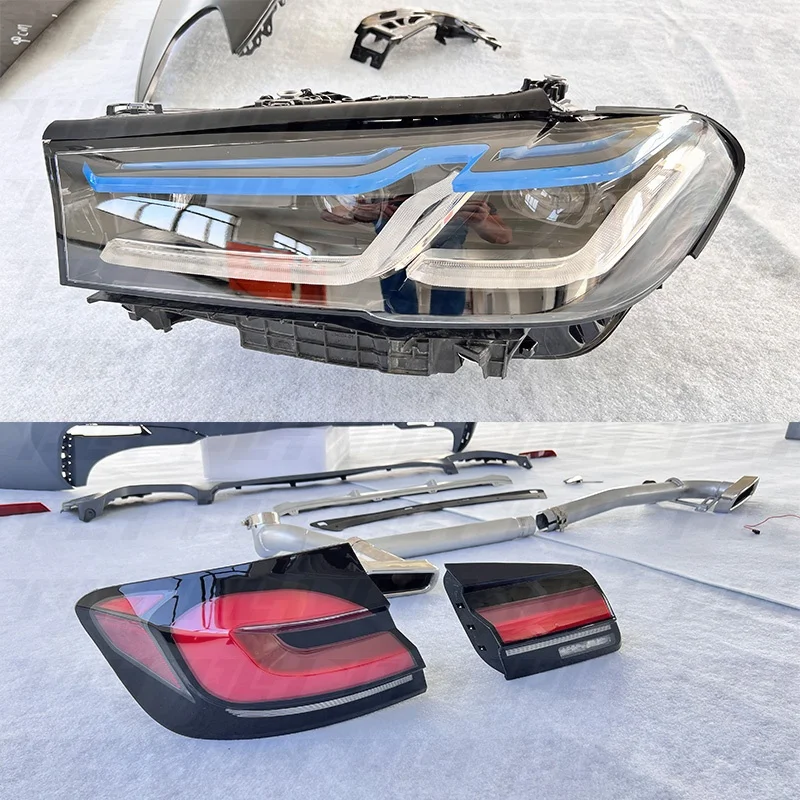 Car Modified Parts F10 F18 to G30 G38 LCI MT Style Bodykit PP Bonnet Cover Include Headlight /Taillight/Hood/Fender Plate