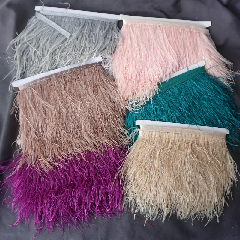 Wholesale Customized Ostrich Feather Tassels 8-10CM DIY Dress Decoration Material Latin Dance Skirt Lace Clothing Accessories