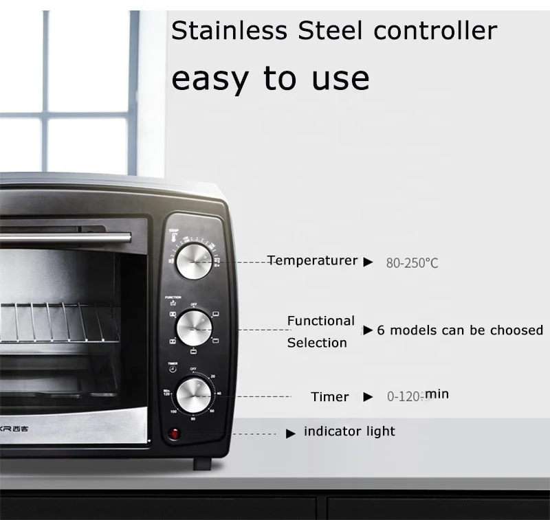 32L Capacity  Toaster Oven, Baking and Steaming Electric Oven