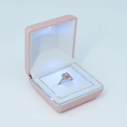 Luxury Custom Ring Jade Pendant Packing Led Light Leather Jewelry Ring Box Led Light Jewelry Box Packaging