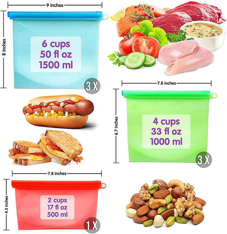 
Bolsas De Silicona Food Freezer Bags Silicone Pouch Reusable Silicone Food Storage Bag Silicone Bag 