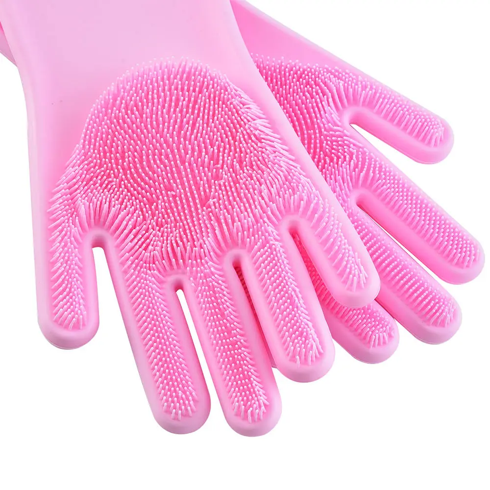 Household Cleaning Silicone Glove Magic Heat Resistant Dishwashing Scrubber Gloves