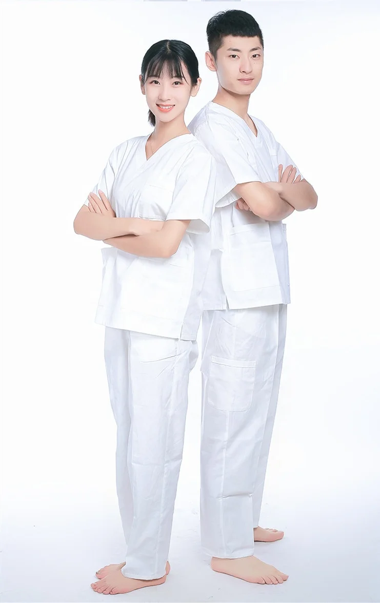 100% cotton white modern medical uniforms hospital women nurse doctor nursing scrubs sets clinic uniform