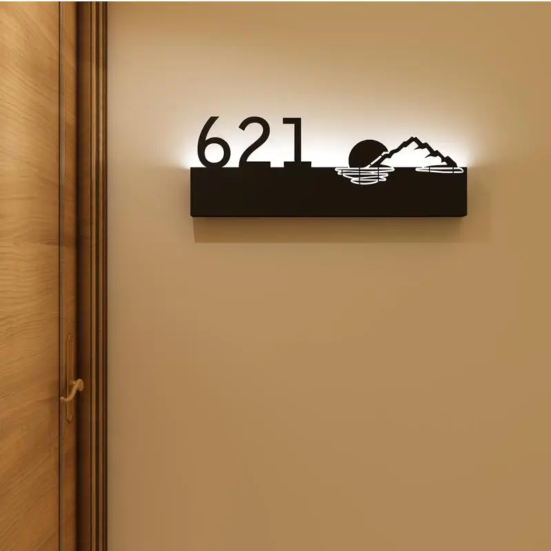 Home Address Plaque Aluminum Hotel Room Brass Stainless Steel Acrylic Custom Apartment Door Light Led House Number Plate