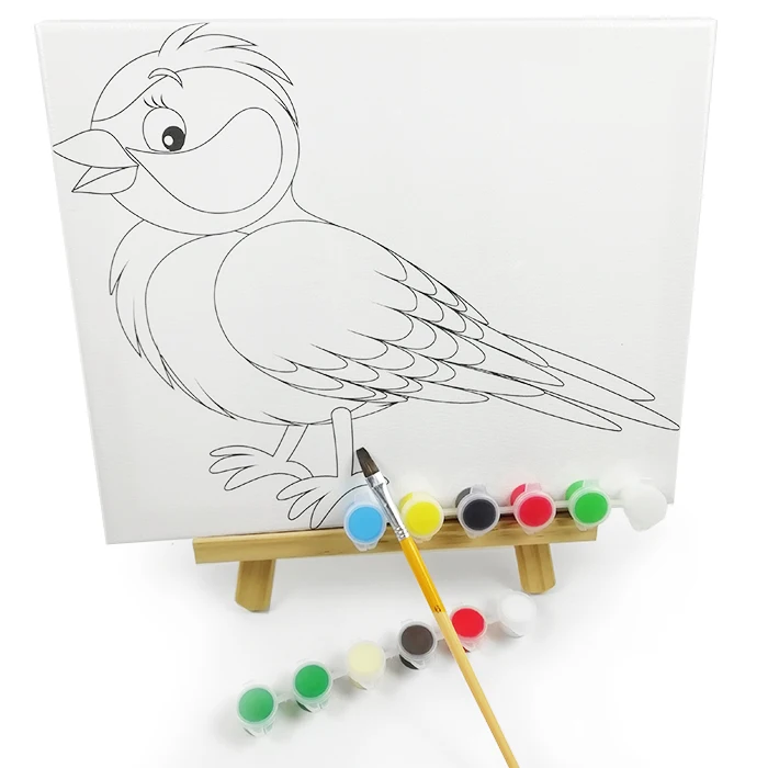 Best Selling Kids Painting Set Stretched Canvas Art Painting Educational Coloring Canvas