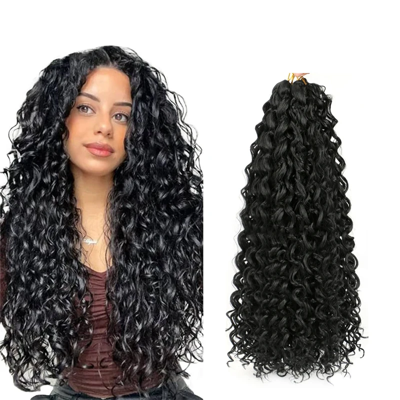 GoGo Curl Crochet Hair for Black Women Water Wave Curly Crochet Hair Wavy Deep Wave Beach Curl Crochet Synthetic Hair Extension