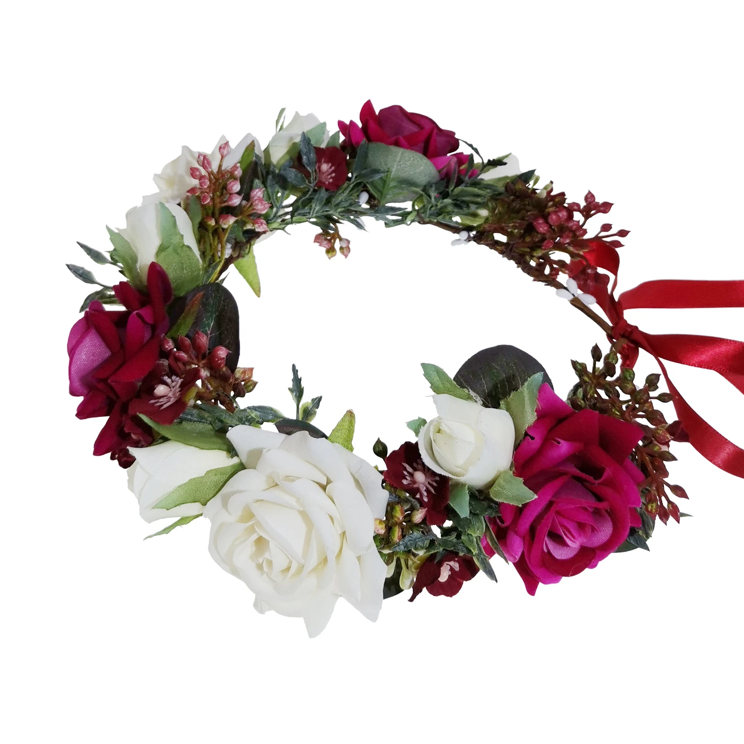 Manufacturers Wholesale Simple Flower Tiara Crown Bridal Hair Accessories Holiday Floral Wreath Garland Hairband Headband