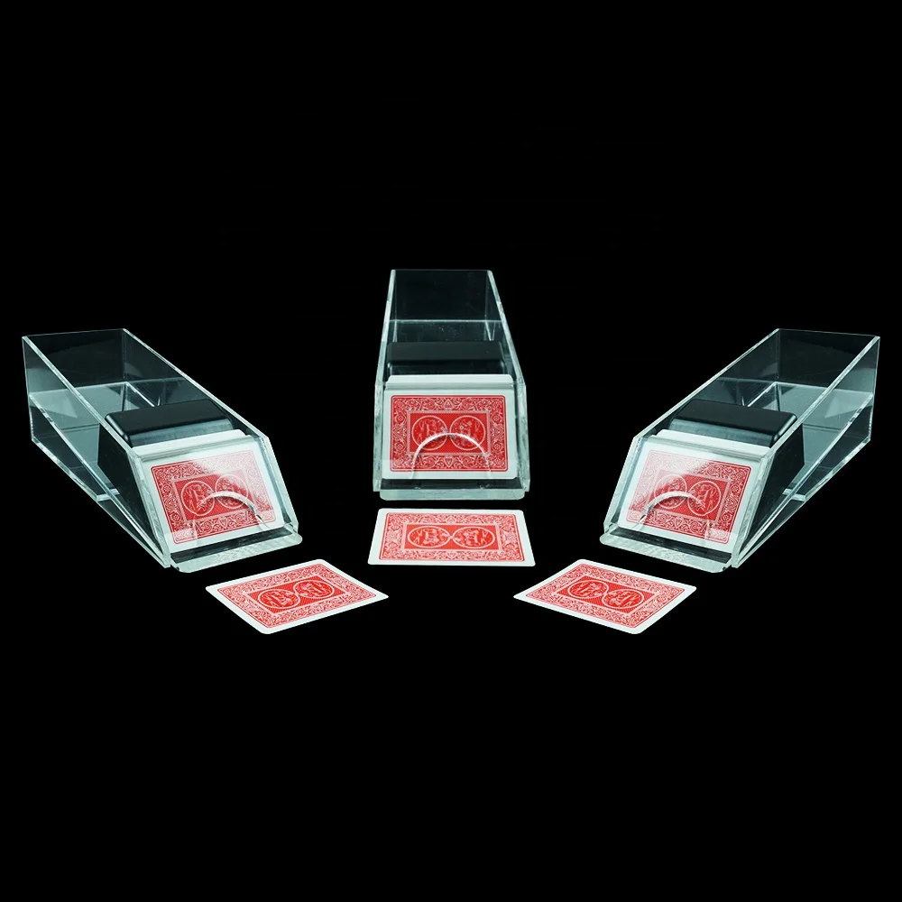 Hot selling casino accessory playing card transparent dealing shoe for blackjack holds 1-8 decks of poker cards
