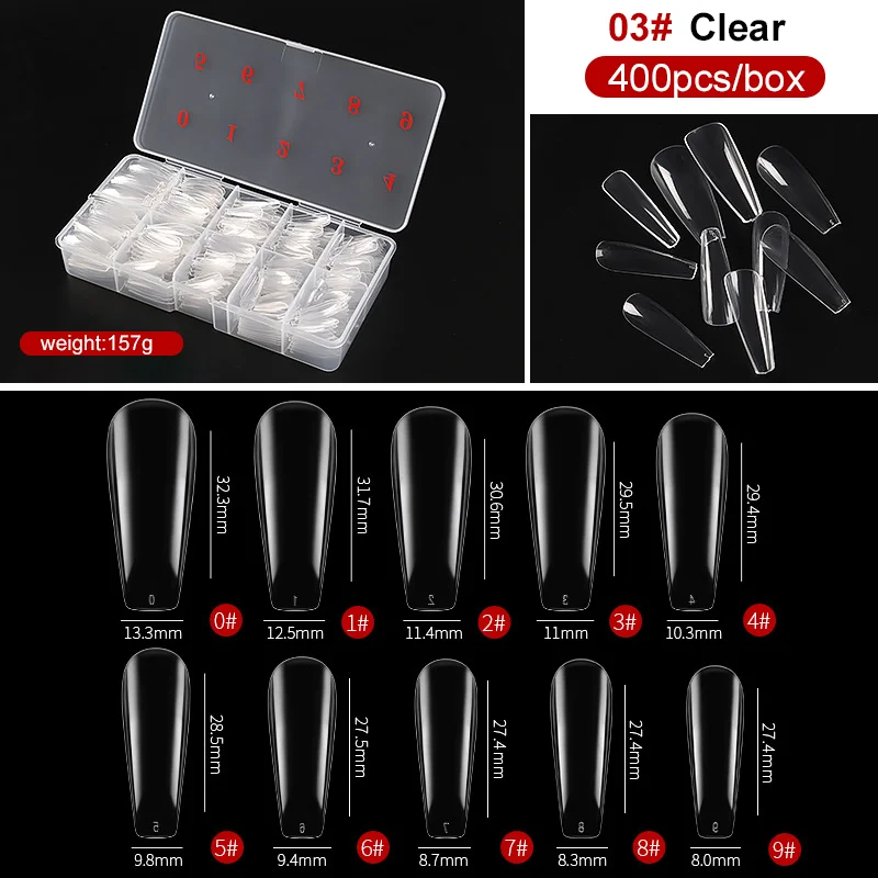 Professional French Acrylic Fakes Nail Tips Artificial Nail Tips Full Cover Acrylic Transparent Nail Capsules